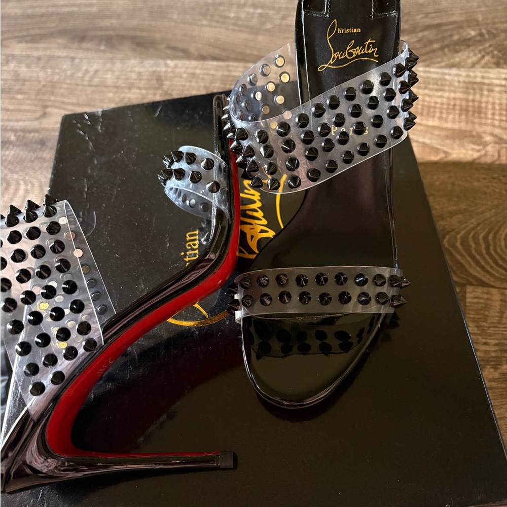 Christian Louboutin Black and Red Spiked Heels size 7